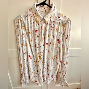 Equipment floral balloon sleeve blouse